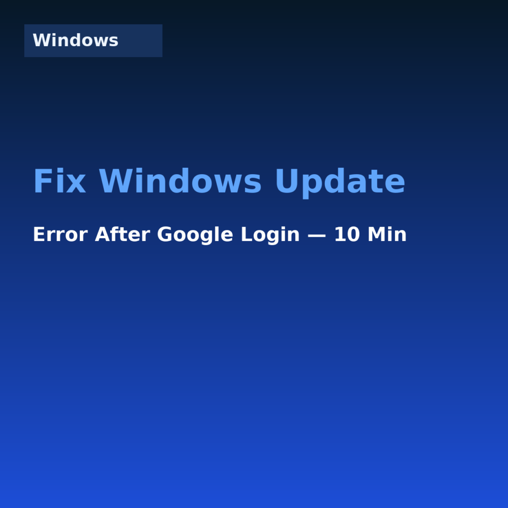 Fix Windows Update Error After Google Login (2026) — 10 Min