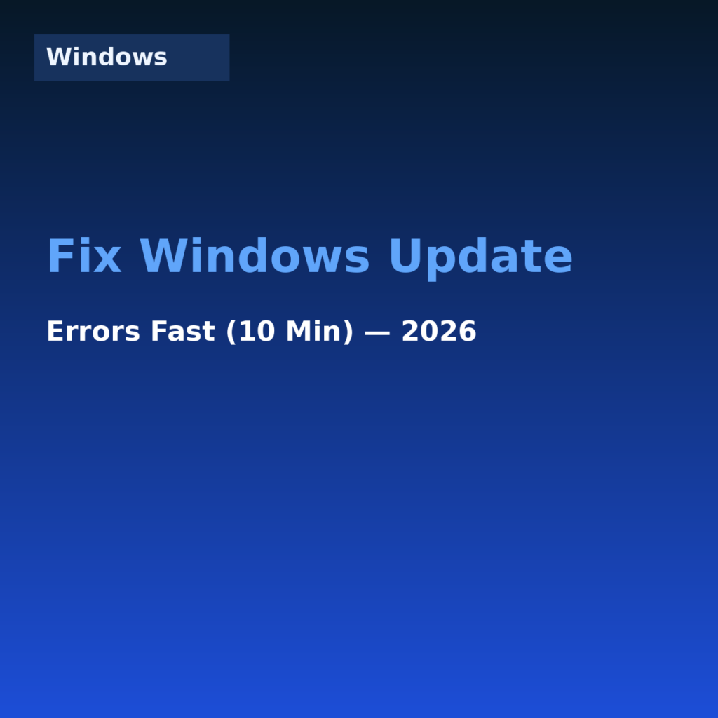 Fix Windows Update Errors Fast (10 Min) — 2026